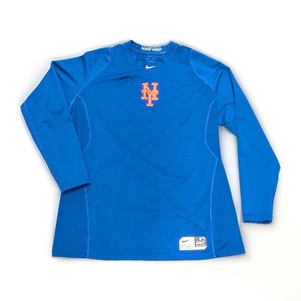 Nike Pro New York Mets Dri-FIT Compression Shirt Blue Long Sleeve MLB Men's XL